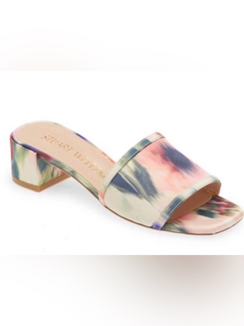 Stuart Weitzman Cayman 35 Slides Block Sandal Summer Watercolor Tie-Dye Size 7